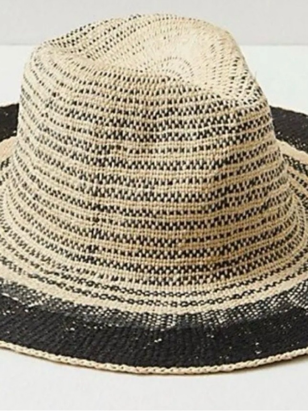 Free People Two-Tone Black and Cream Soft Spoken Straw Hat NEW